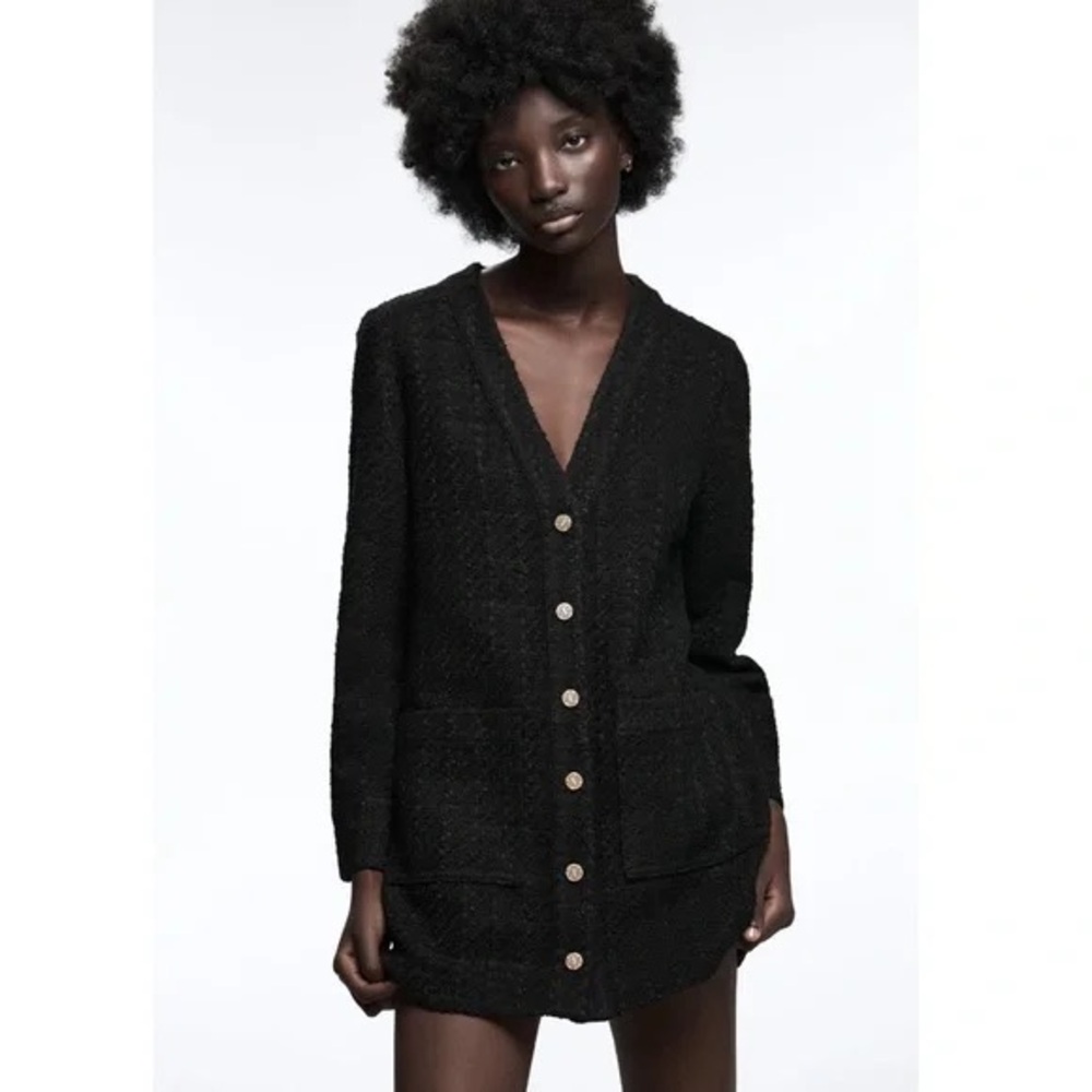 Zara black jacket with gold buttons